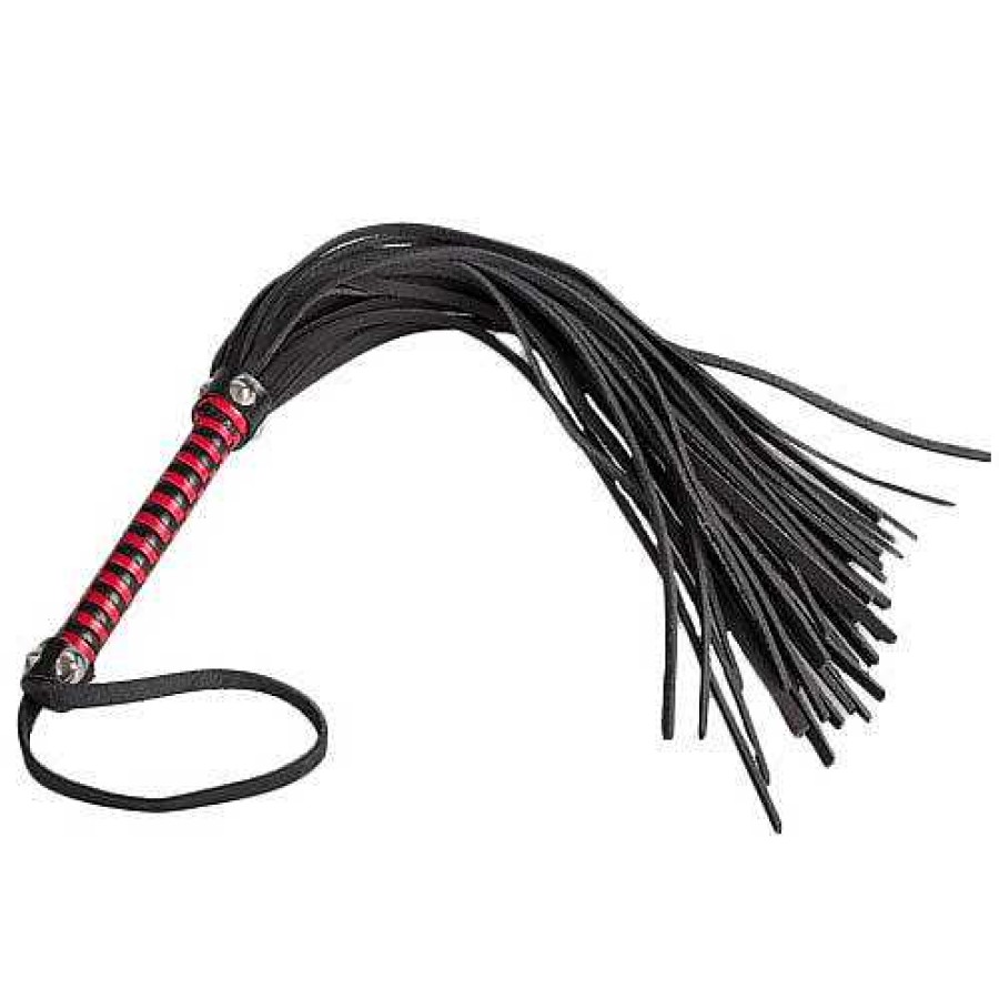 Luxe Bondara Luxe Red Nubuck Leather Flogger - 21 Inch Red & Black Floggers, Whips & Ticklers