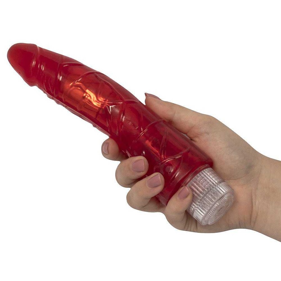 Bondara Crystal Clear Jellies Bondara Crystal Clear Vibrating Dildo - 9 Inch Red Vibrators