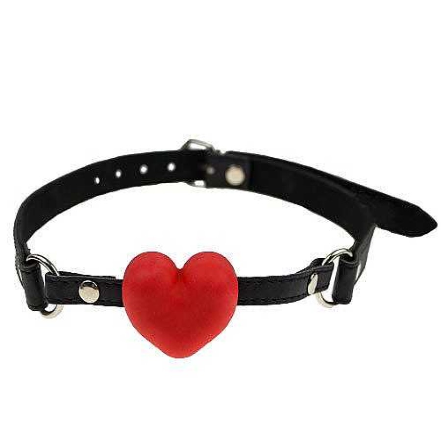 Bondara Bondara Red Silicone Heart Shaped Gag Red And Black Ball Gags & Mouth Gags