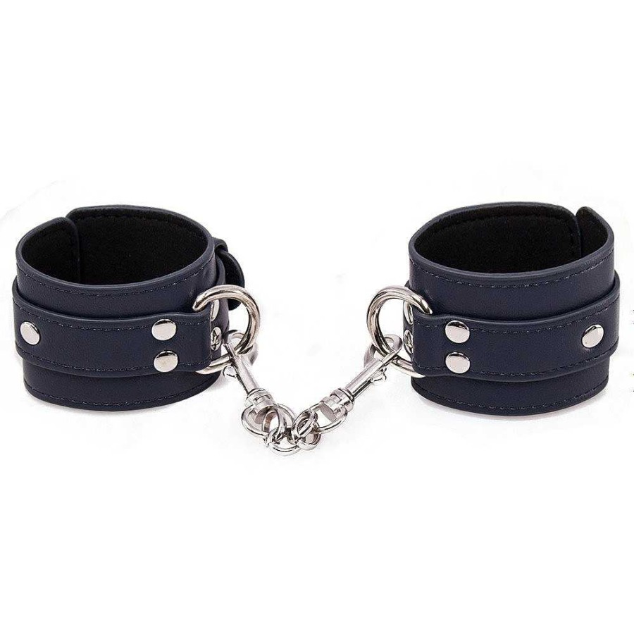 Bondara Bondage Bondara Luxe Royal Secret Faux Leather Ankle Cuffs Navy Bondage Restraints & Handcuffs