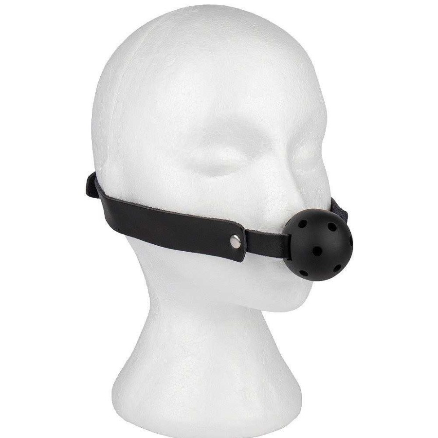 Luxe Bondara Luxe Erotica Leather Vented Ball Gag Black Ball Gags & Mouth Gags