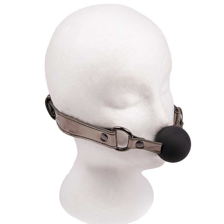 Bondara Bondara Silver Service Faux Leather Ball Gag Gunmetal Ball Gags & Mouth Gags