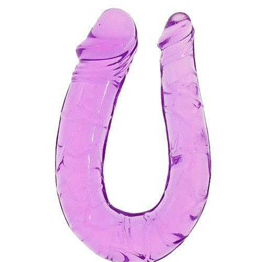 Bondara Bondara Crystal Clear Double Ended Dildo - 11.5 Inch Purple Dildos