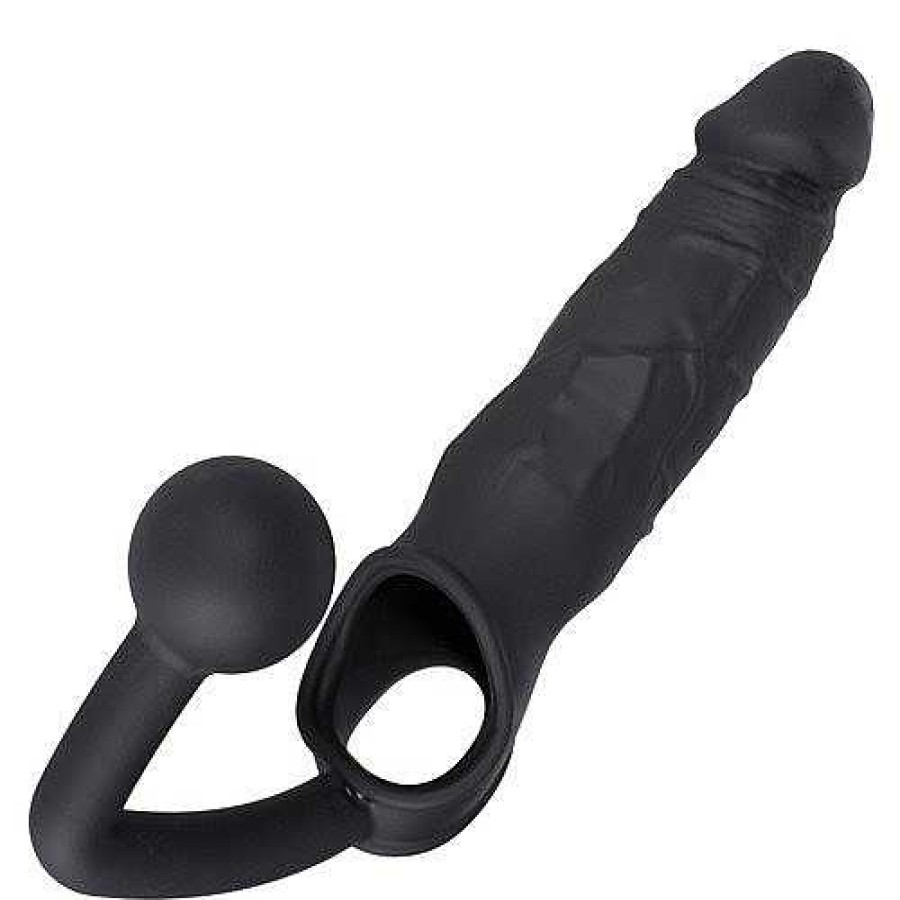 Bondara Bondara Crusader 2 Inch Cock Extension Sleeve And Butt Plug Black Anal Toys