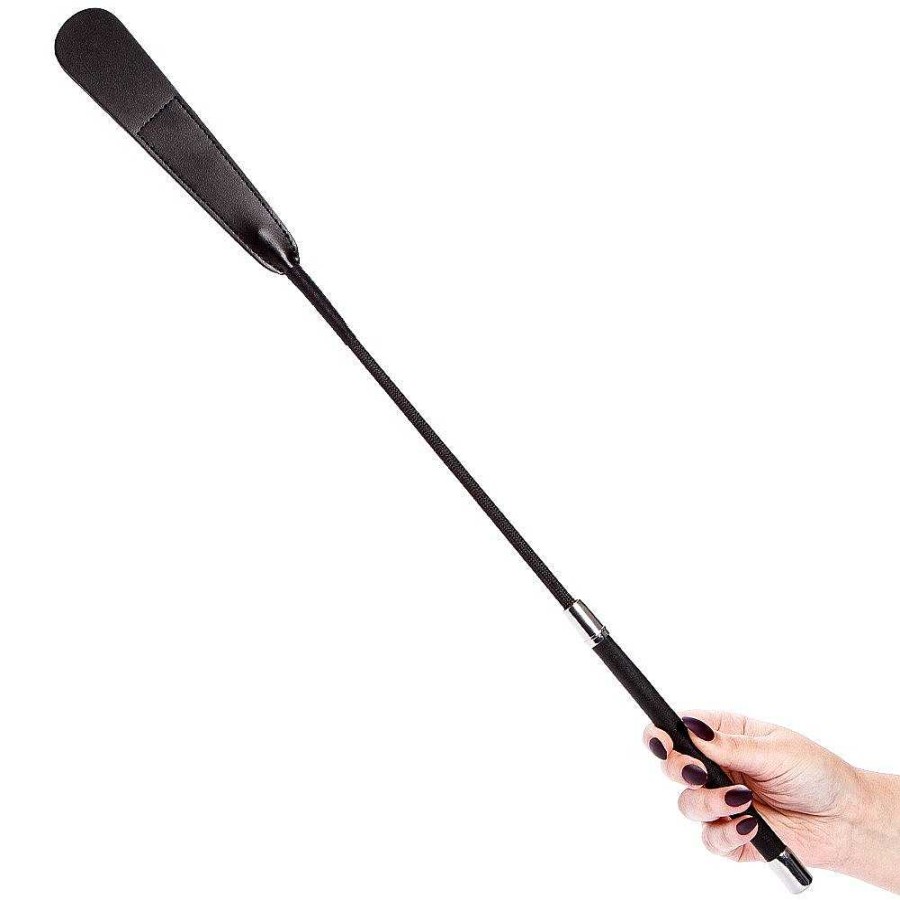 Bondara Bondara Luxe Tension Faux Leather Slimline Riding Crop - 24 Inch Black Floggers, Whips & Ticklers