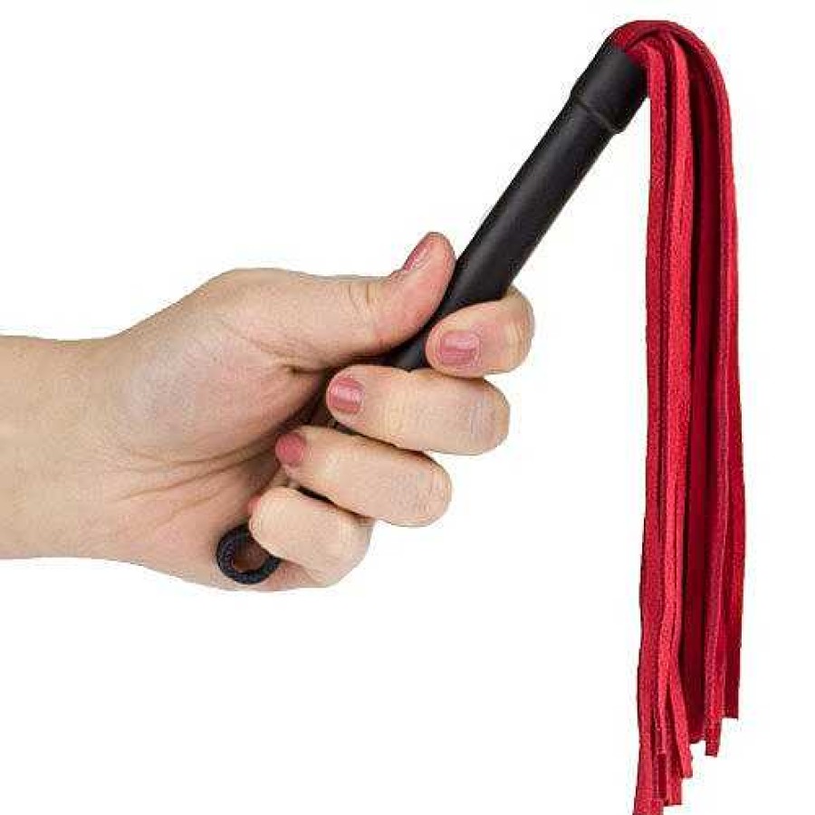 Darker Shades Whips & Ticklers Bondara Suede Fantasy Flogger Whip - 12 Inch Red Sex Toys For Beginners