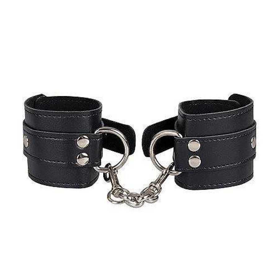 Bondara Bondara Faux Leather Wrist Cuffs Black Bondage Restraints & Handcuffs