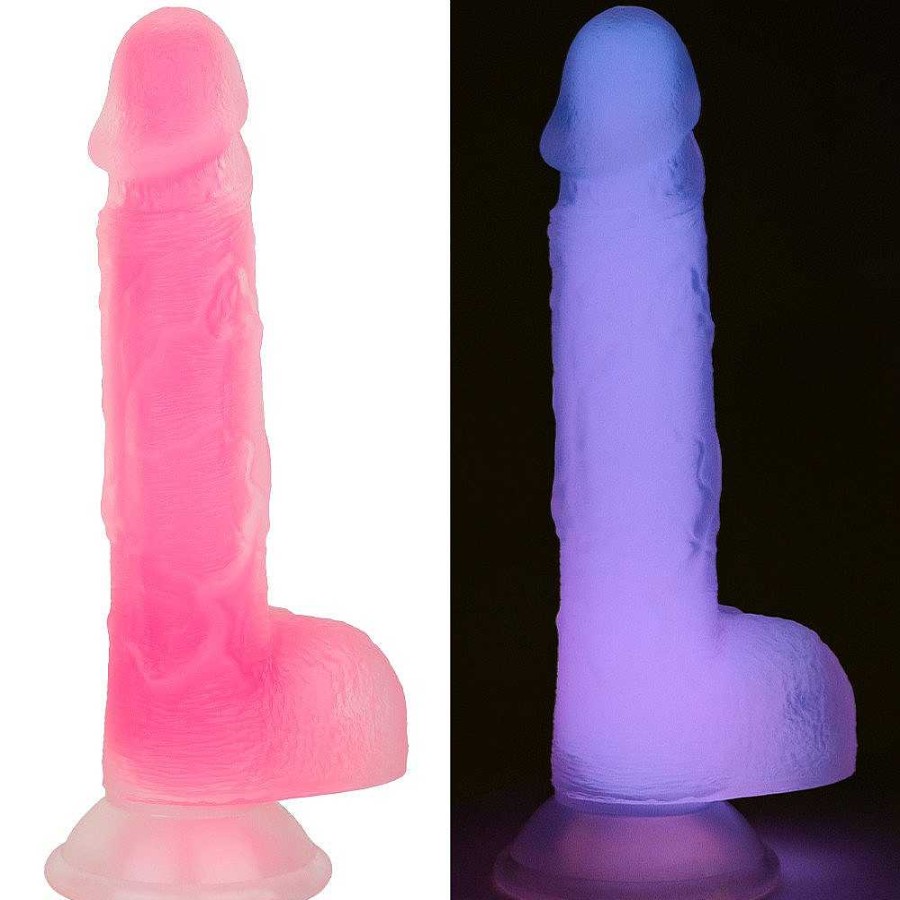 Bondara Bondara Illumi-Naughty Glow In The Dark Dildo - 8 Inch Pink Dildos