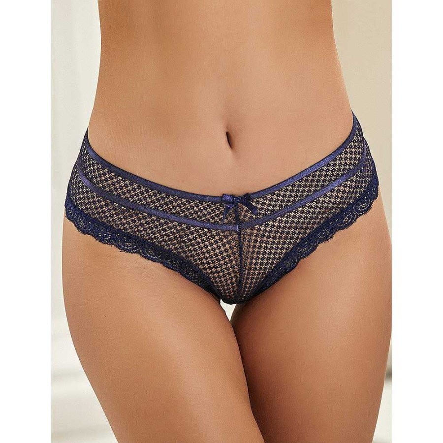 Bondara Bondara Belle Barely There Plus Size Lace Cut-Out Knickers Blue Sexy Plus Size Lingerie