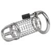 Bondara Torment Matrix Stainless Steel Padlocked Chastity Cage Silver Male Sex Toys