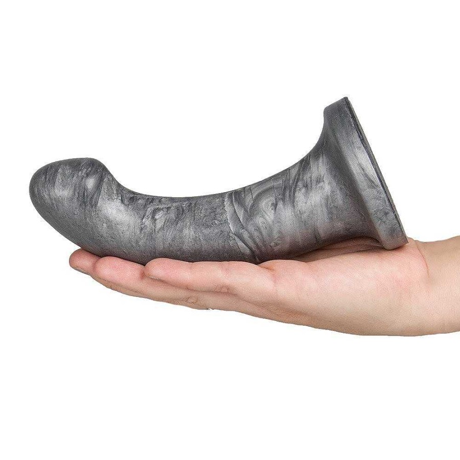 Bondara Bondara Marbled Silver Curved Dildo - 6 Inch Metallic Grey Dildos