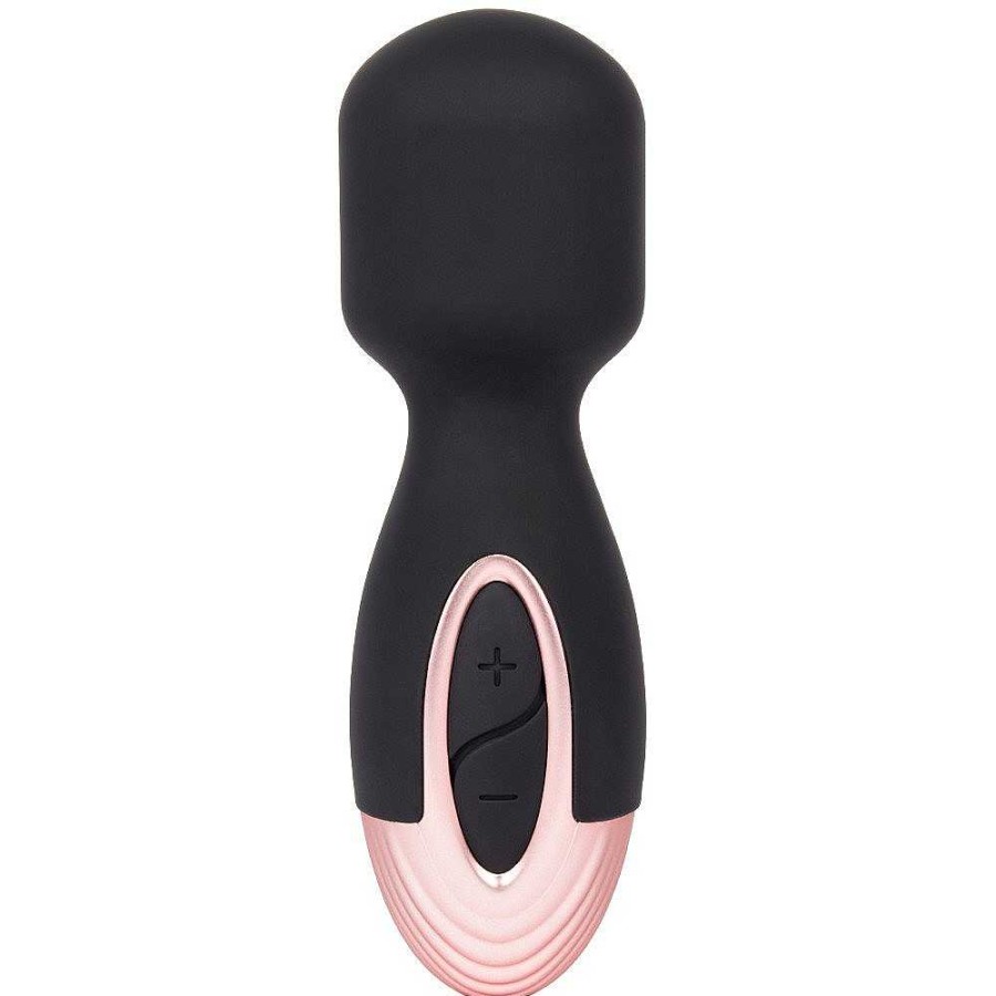 Bondara Bondara Black Rose Gold 7 Function Rechargeable Mini Wand Vibrator Black And Rose Gold Vibrators