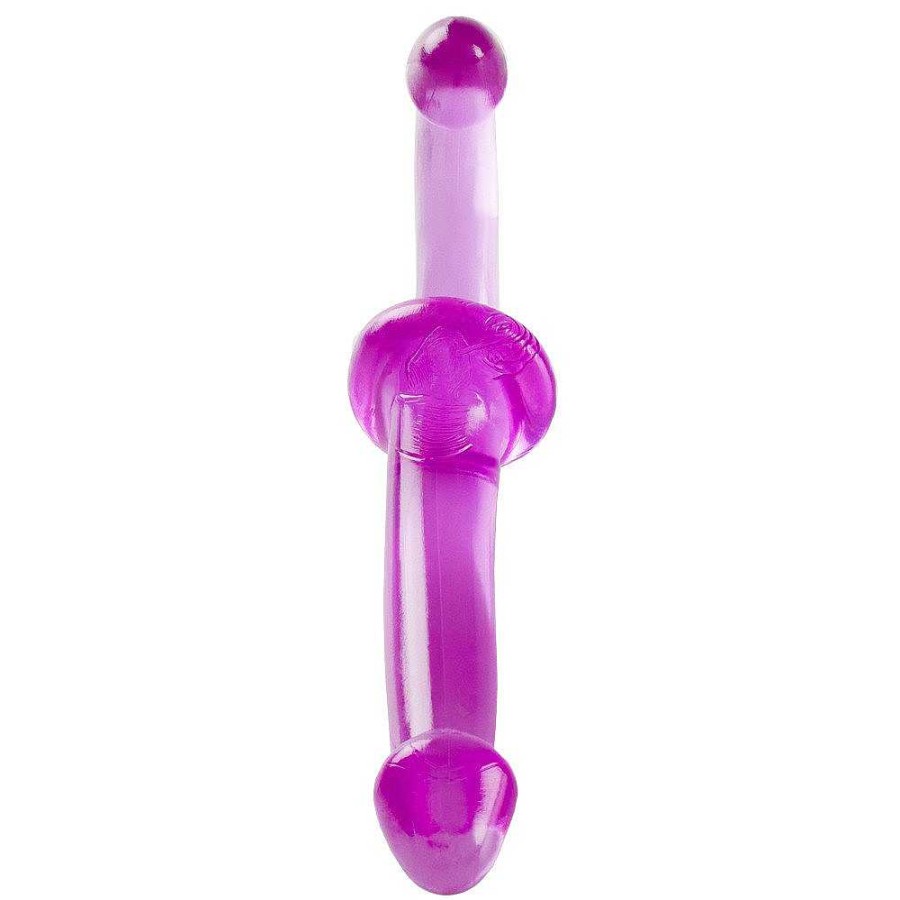 Bondara Crystal Clear Jellies Bondara Crystal Clear Curveball Double Ended Dildo - 9 Inch Purple Dildos