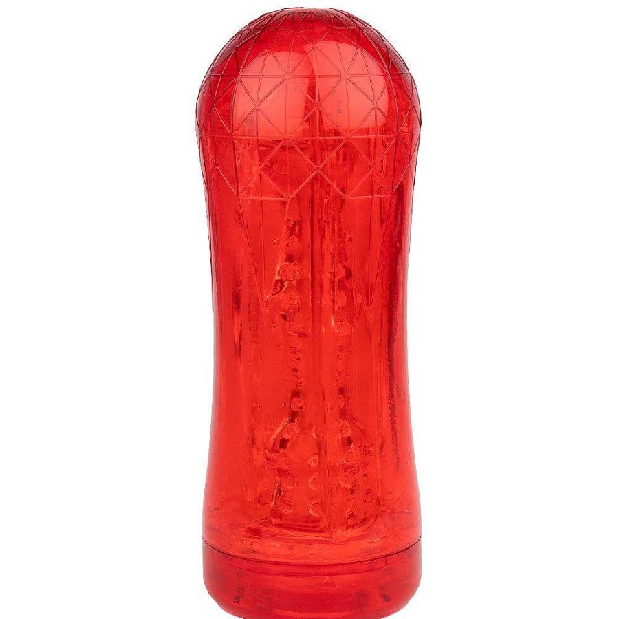 Bondara Bondara Rocket Clear Neutral Cup Masturbator - 7 Inch Red Male Sex Toys