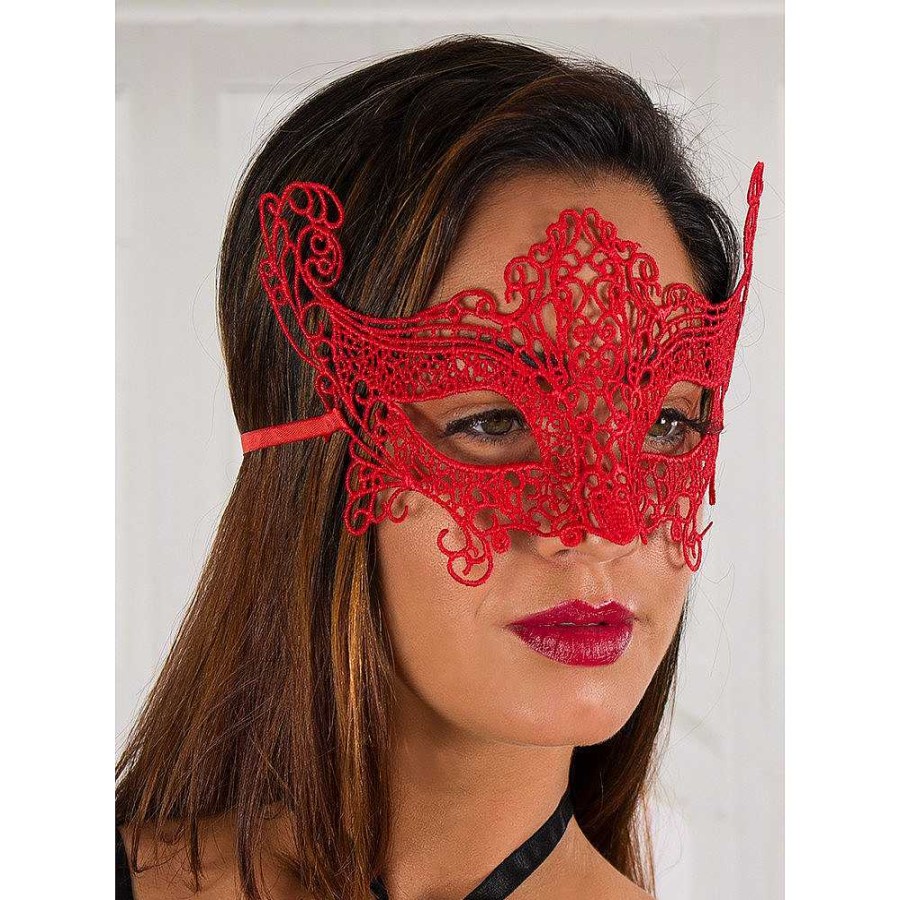 Bondara Bondara Flirt Lace Eye Mask Red Fetish Clothing