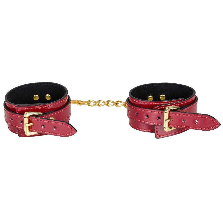 Bondara Bondara Inmate Patent Faux Leather Handcuffs Red Bondage Restraints & Handcuffs