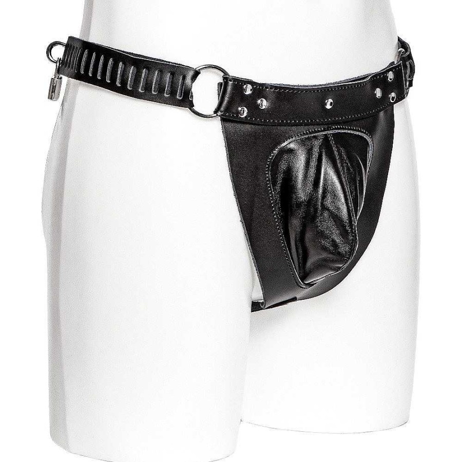 Bondara Edge Bondara Edge Discipline Real Leather Lockable Chastity Belt Black Fetish Clothing