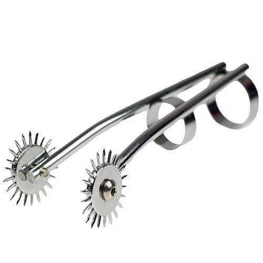 Bondara Torment Stainless Steel Finger Double Pinwheel Silver Medical Play Toys