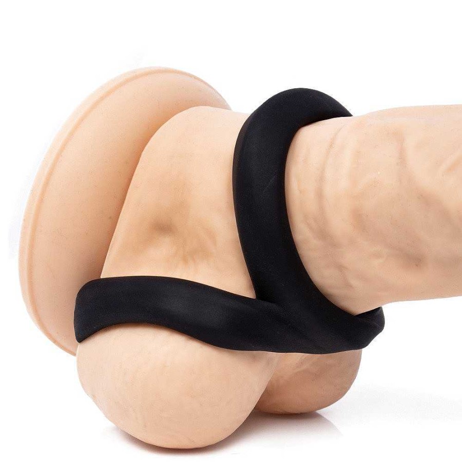 Bondara Bondara Tough Nut Super-Stretchy Double Cock Ring Black Male Sex Toys