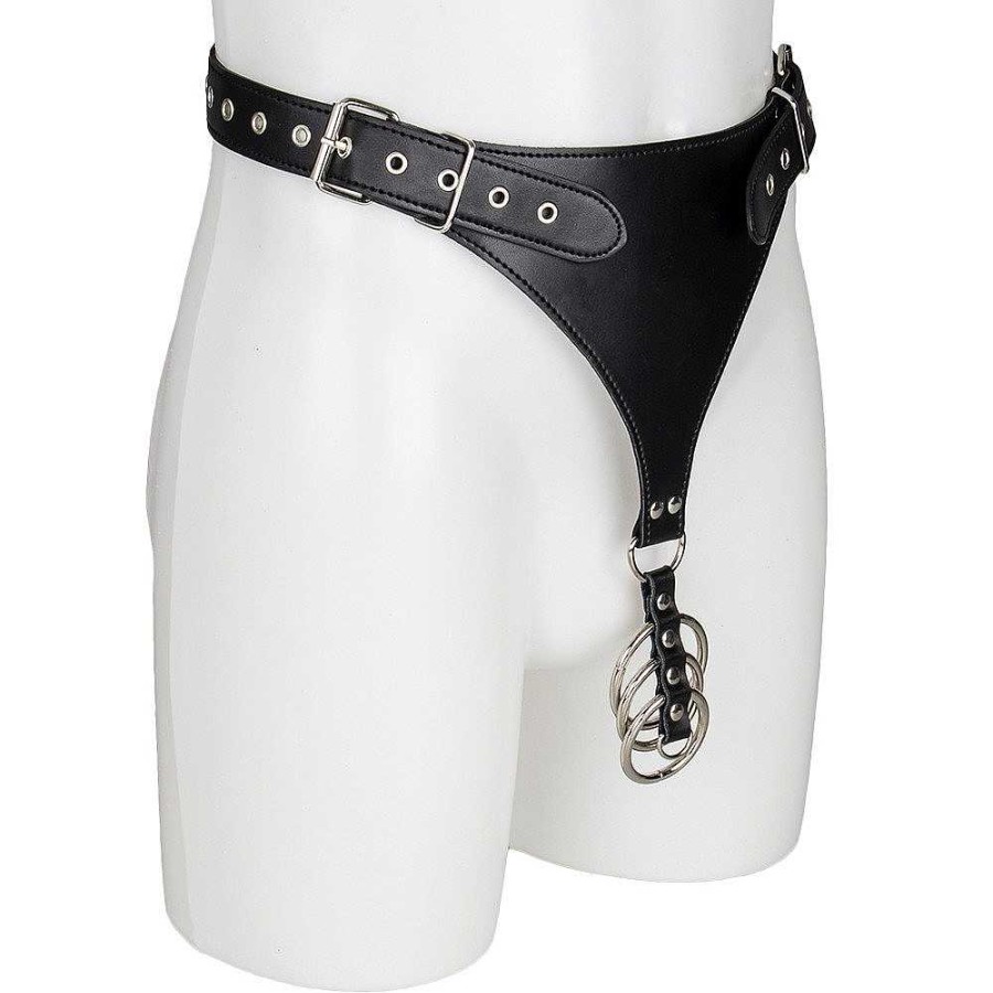 Bondara Edge Bondara Edge Men'S Cock Ring Chastity Harness Black Male Sex Toys