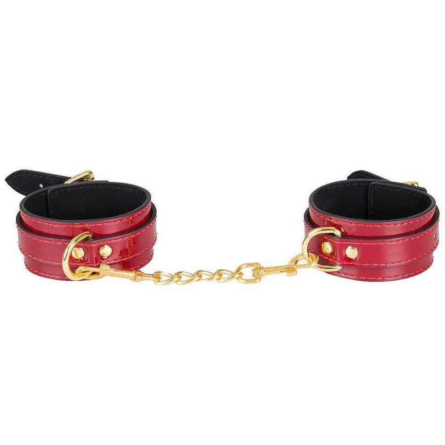 Bondara Bondara Inmate Patent Faux Leather Handcuffs Red Bondage Restraints & Handcuffs