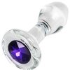 Glacier Glacier Glass Jewelled Butt Plug - 4 Inch Clear With Purple Jewel Butt Plugs