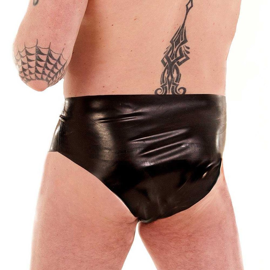 Bondara Edge Bondara Edge Men'S Latex Cock Sleeve Brief Black Fetish Clothing