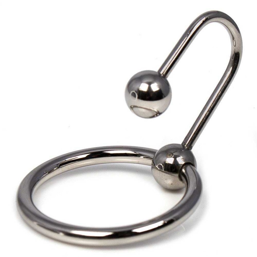 Bondara Hot Hardware Cum-Stop Stainless Steel Urethral Plug & Glans Ring Silver Male Sex Toys