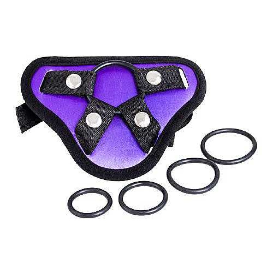 Bondara Bondara Purple Satin Strap-On Harness Purple And Black Strap-Ons