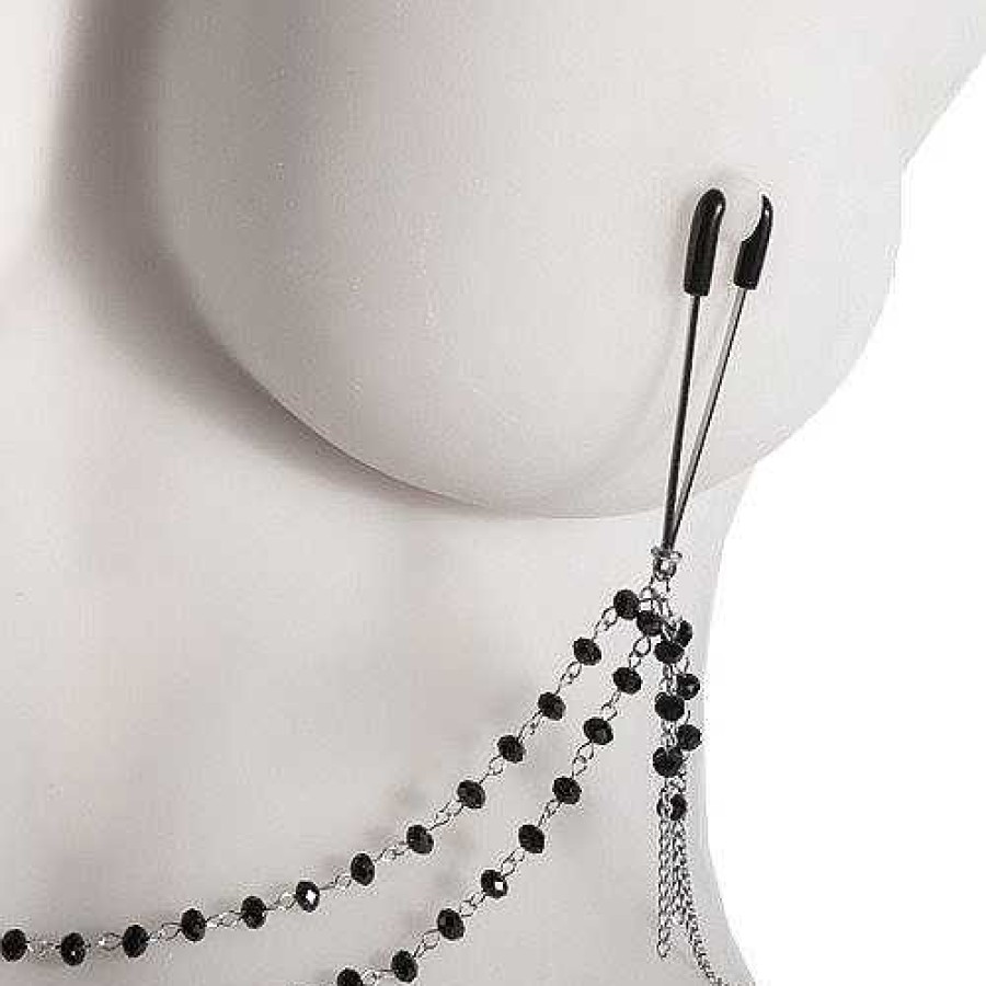 Bondara Onyx Beaded Chain Sliding Nipple Clips Nipple Toys & Clit Toys