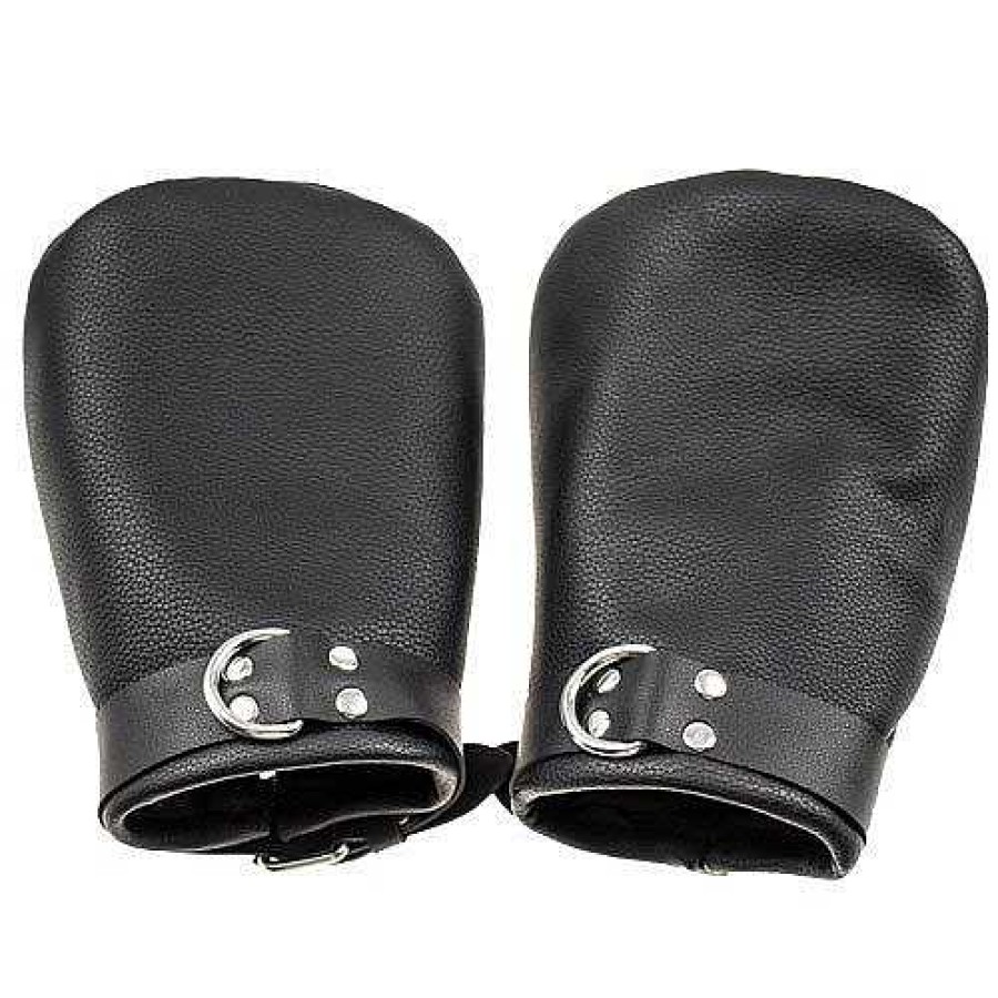 Bondara Bondara Faux Leather Bondage Mitts Black Bondage Restraints & Handcuffs