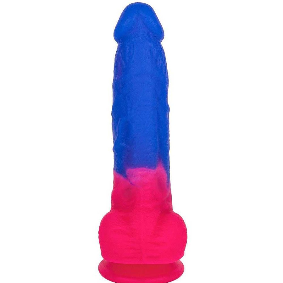 Bondara Bondara Neon Demon Silicone Poseable Suction Dildo - 7 Inch Pink And Blue Dildos