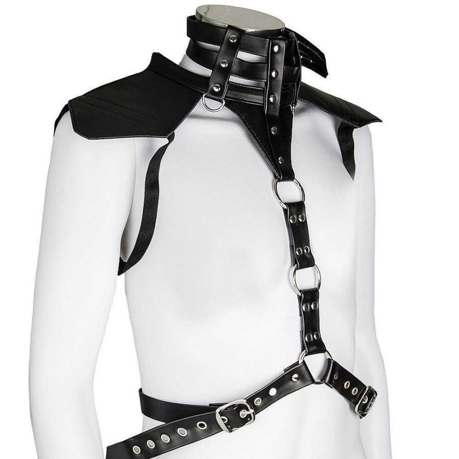 Bondara Bondara Edge Men'S Collar To Chest Harness Black Fetish Clothing