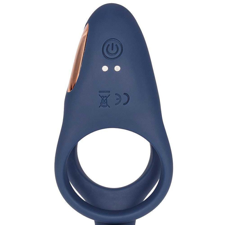 Bondara Bondara Power Boost Silicone 10 Function Cock & Ball Ring Navy Sex Toys For Couples