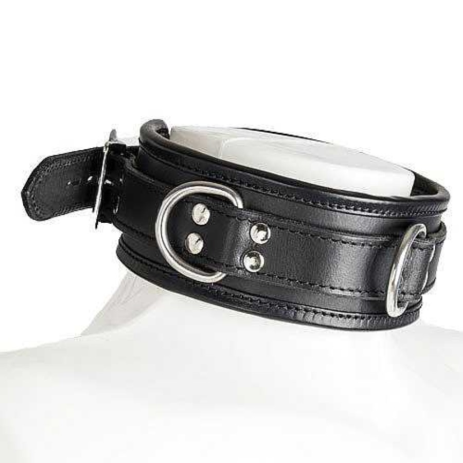 Luxe Bondara Luxe Saddle Leather Heavy Duty Padded Collar Black Bondage Restraints & Handcuffs