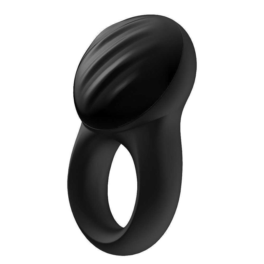 Satisfyer Satisfyer Signet Ring App Controlled Rechargeable Cock Ring Black Vibrators