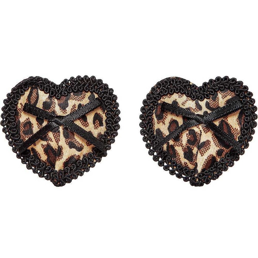 Bondara Flirt Bondara Flirt Wild Love Leopard Print Heart Nipple Pasties Black, Brown & Cream Sexy Lingerie For Women