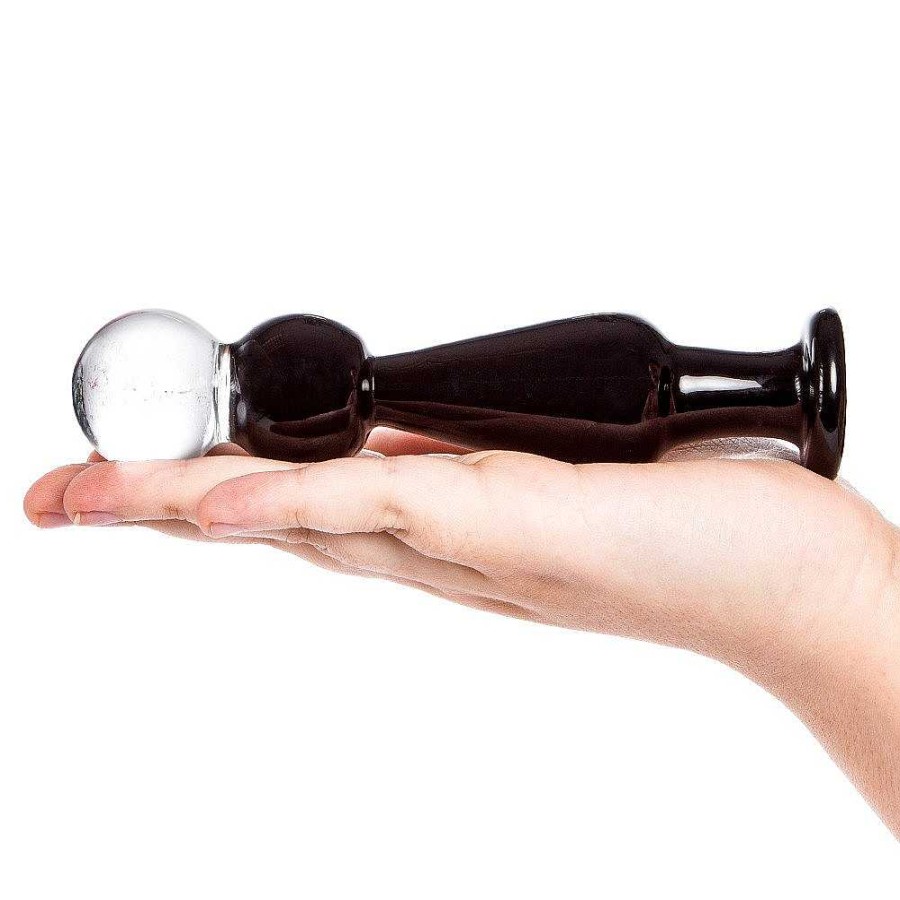 Bondara Glacier Glass Checkmate Butt Plug - 6.5 Inch Black Dildos