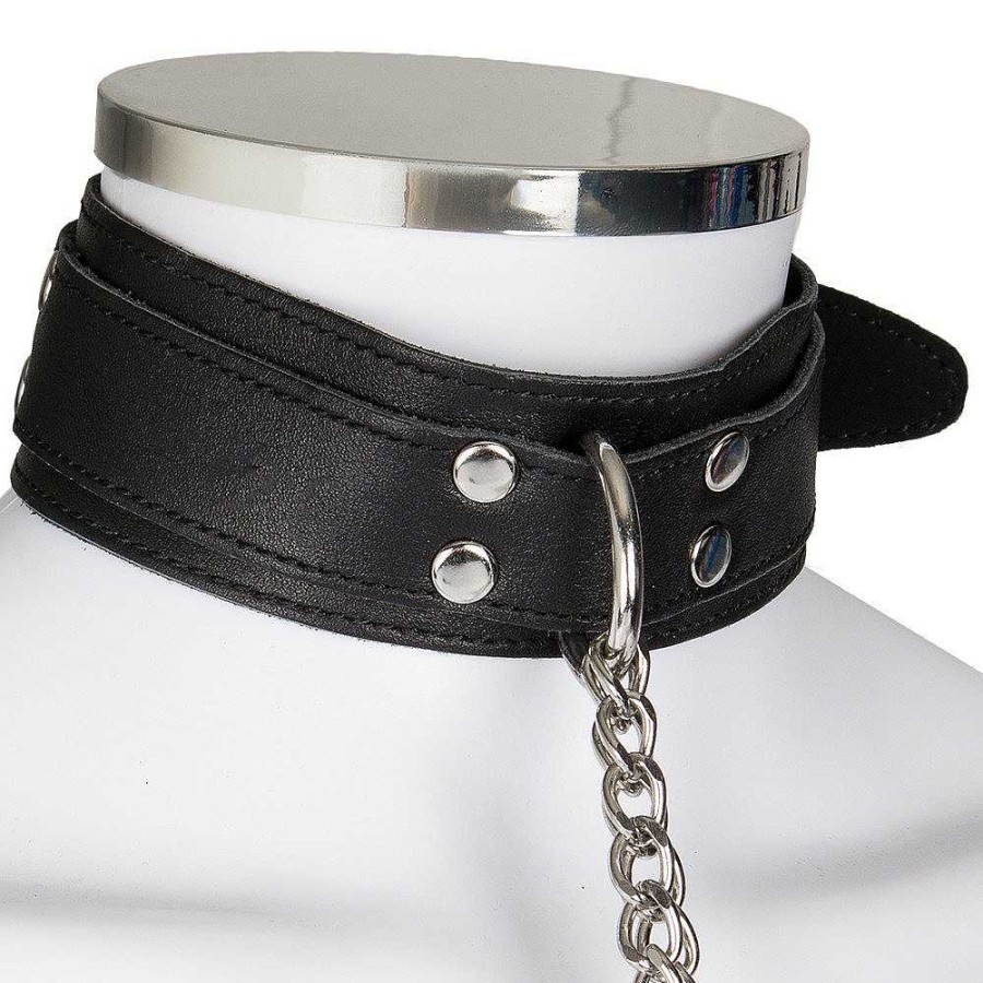 Luxe Bondara Luxe Leather Collar With Nipple Clamps Silver Nipple Toys & Clit Toys