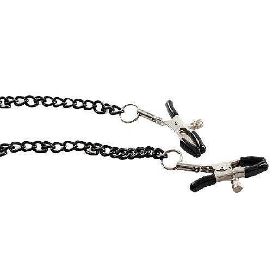 Bondara Bondara Black Chain Nipple & Clit Clamps Black And Silver Nipple Toys & Clit Toys