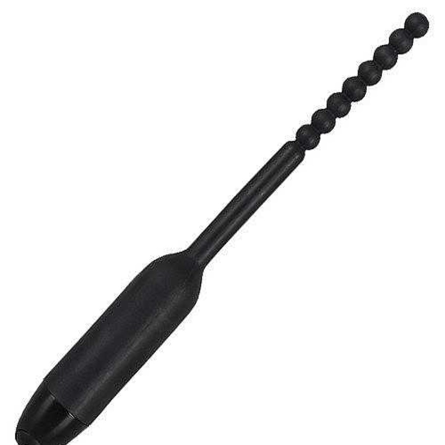 Bondara Pearl Silicone 7 Function Vibrating Urethral Sound - 19Cm Black Medical Play Toys