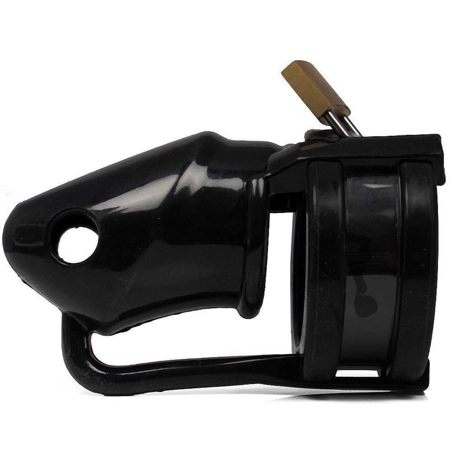 Bondara Bondage Bondara Dicktator Wet Look Silicone Ballsplitter Cock Cage Black Chastity Devices