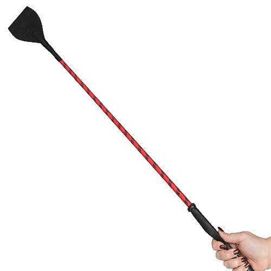 Bondara Bondara Red Nubuck Leather Riding Crop - 27 Inch Red & Black Floggers, Whips & Ticklers