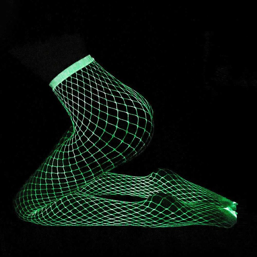 Bondara Flirt Bondara Flirt Illuminate Glow In The Dark Fishnet Tights White Sexy Lingerie For Women