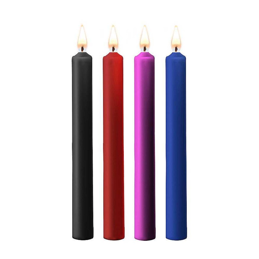 Bondara Ouch! Teasing Mixed 4 Pack Bondage Candles - Medium Or Large Mixed Black, Red, Blue And Purple Bondage Equipment