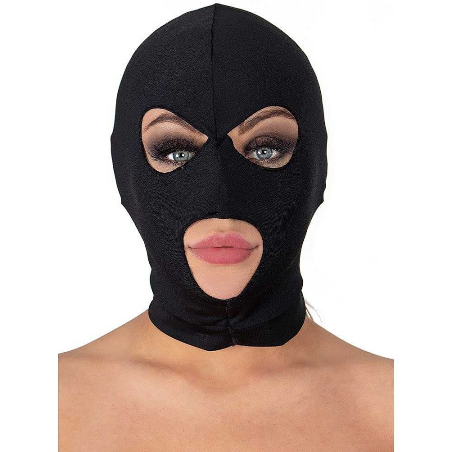 Bondara Bondara Spandex Open Mouth And Eyes Bondage Hood Black Fetish Clothing