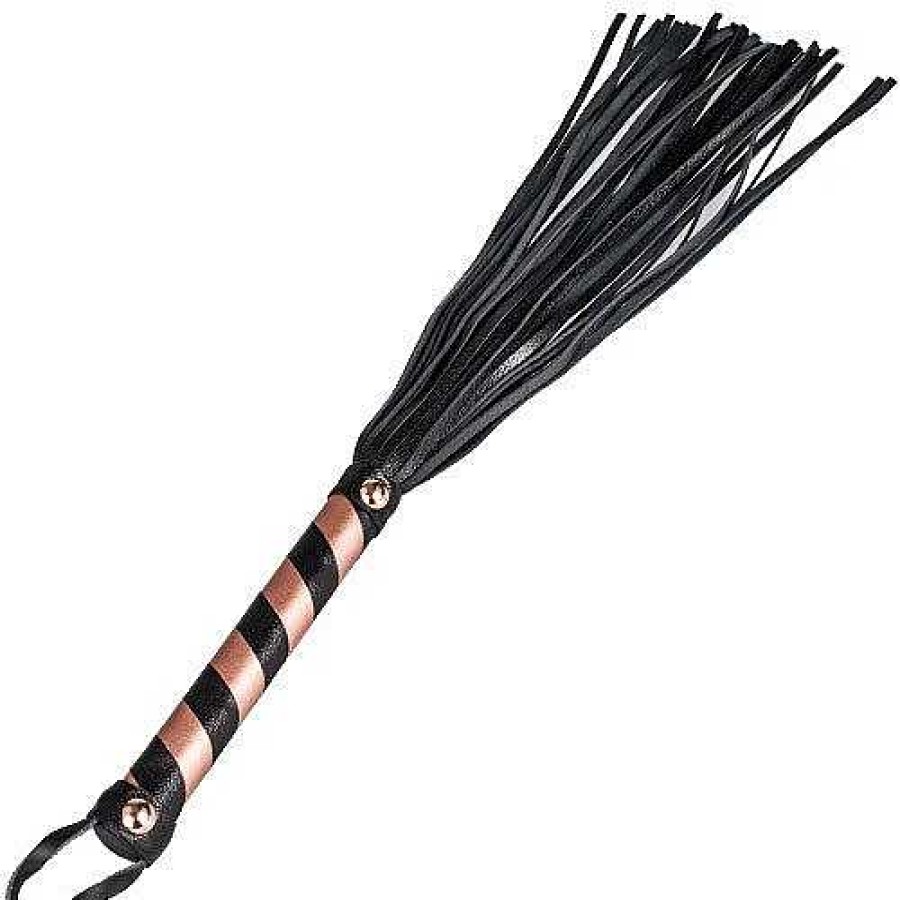 Bondara Boutique Bondara Luxe Rose Gold Real Leather Flogger - 17.5 Inch Rose Gold And Black Floggers, Whips & Ticklers