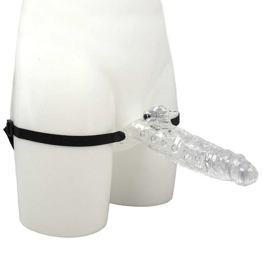 Bondara Porn Star Uni Hollow Strap-On Vibrator - 8 Inch Clear Strap-Ons