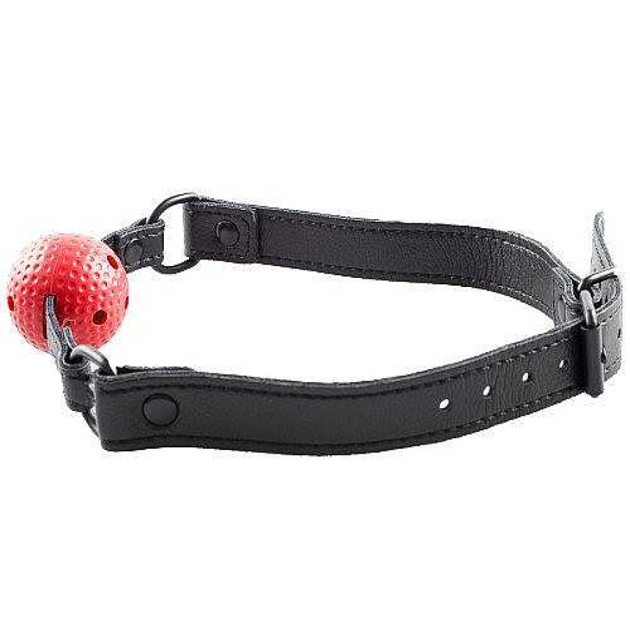 Bondara Bondara Red Small Vented Ball Gag Red And Black Ball Gags & Mouth Gags