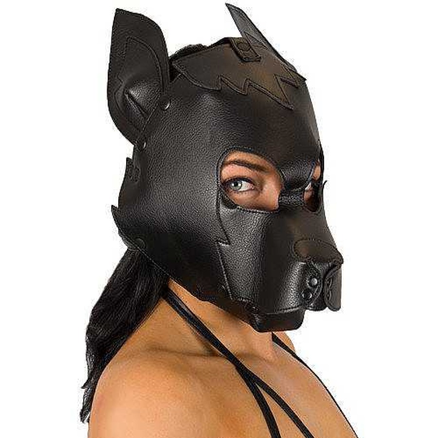 Bondara Bondage Bondara Faux Leather Pup Play Bondage Hood Black Blindfolds, Hoods & Masks